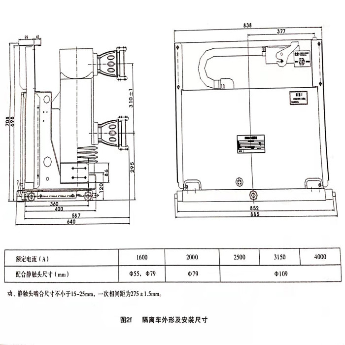 隔離車(chē)外形及安裝尺寸